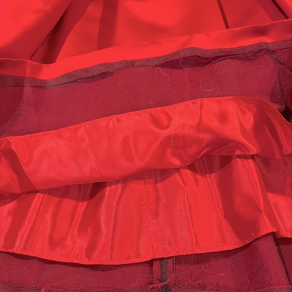 NWT BLACK TIE Red Satin 2pc Strapless Top Skirt Ballgown Holiday Tuxedo 4 Small - Picture 7 of 9